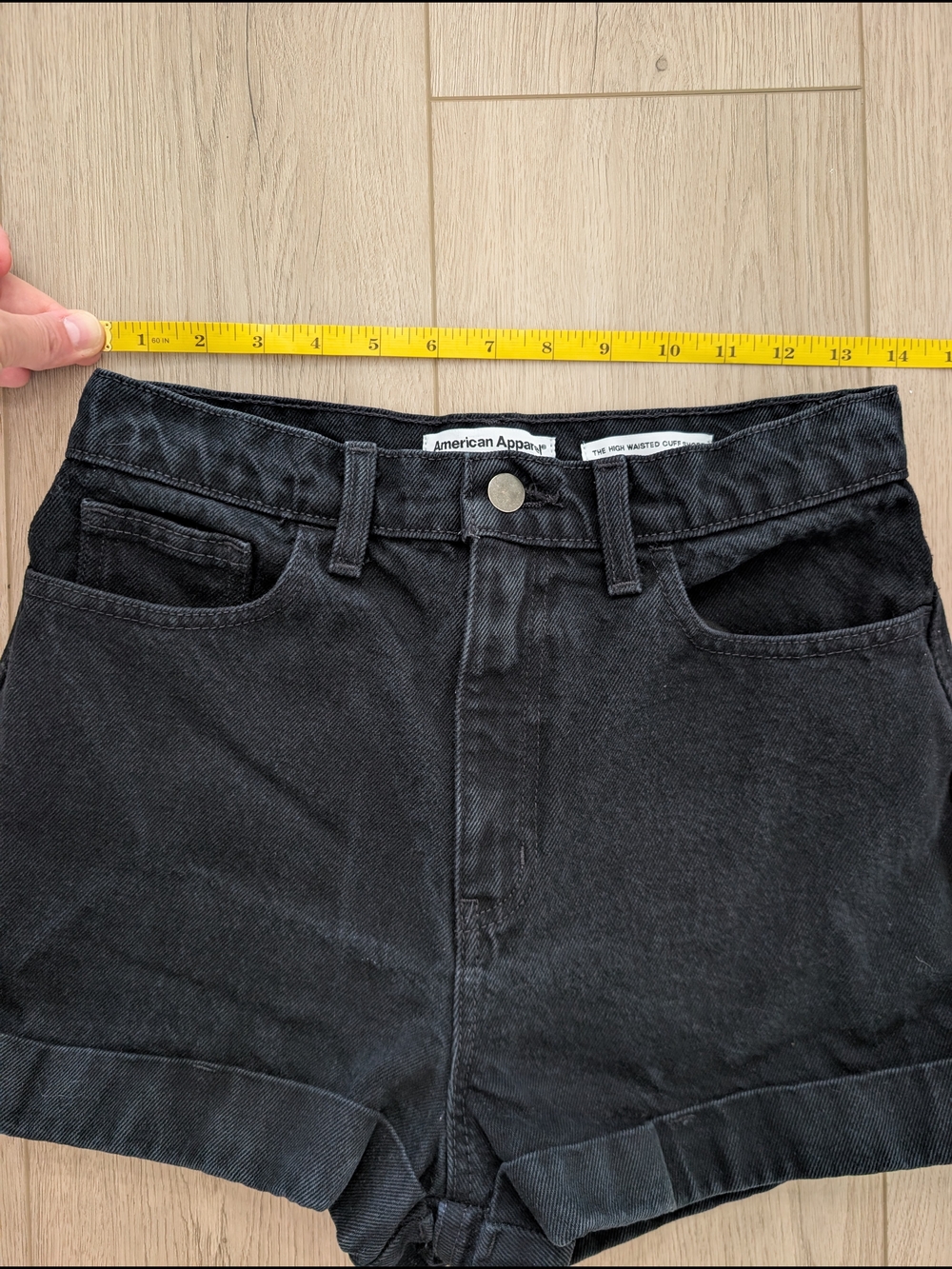 American Apparel Black High-Rise Denim Shorts - Picture 4 of 10